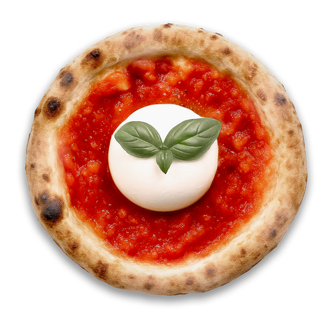 Burrata on tomato pizza